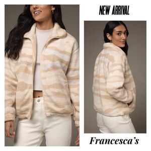 New Francesca's Lessie Sherpa Striped Jacket